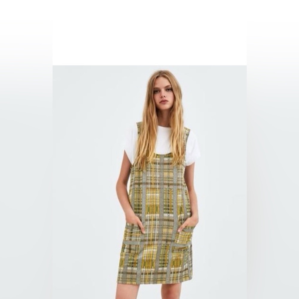 Zara Plaid Dress in Green and Yellow
